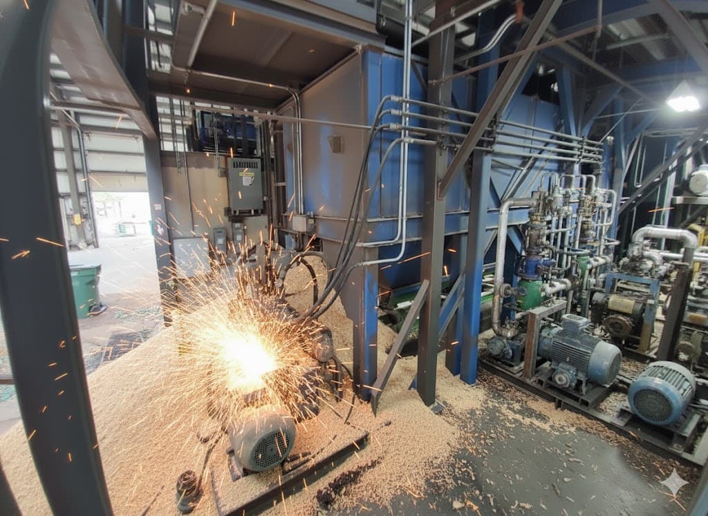 hydraulic pump failure throws sparks